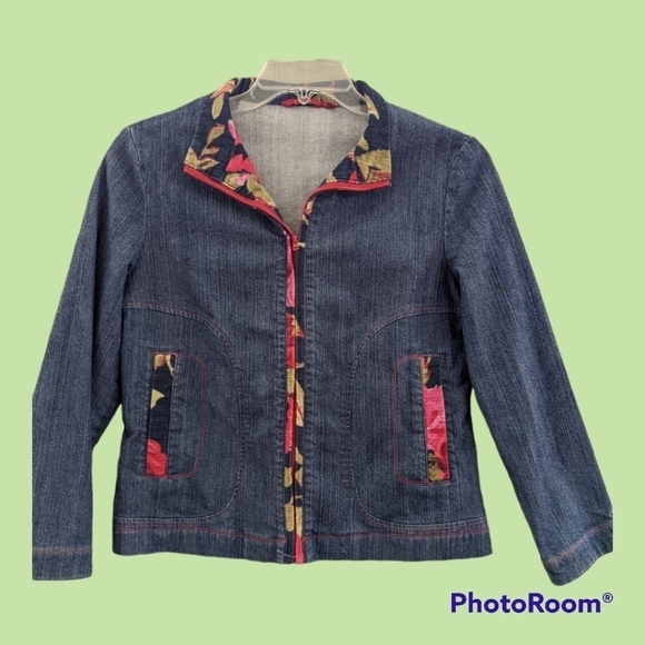 VTG Tangy cropped denim and corduroy trimmed jacket, Size XL - Picture 1 of 6